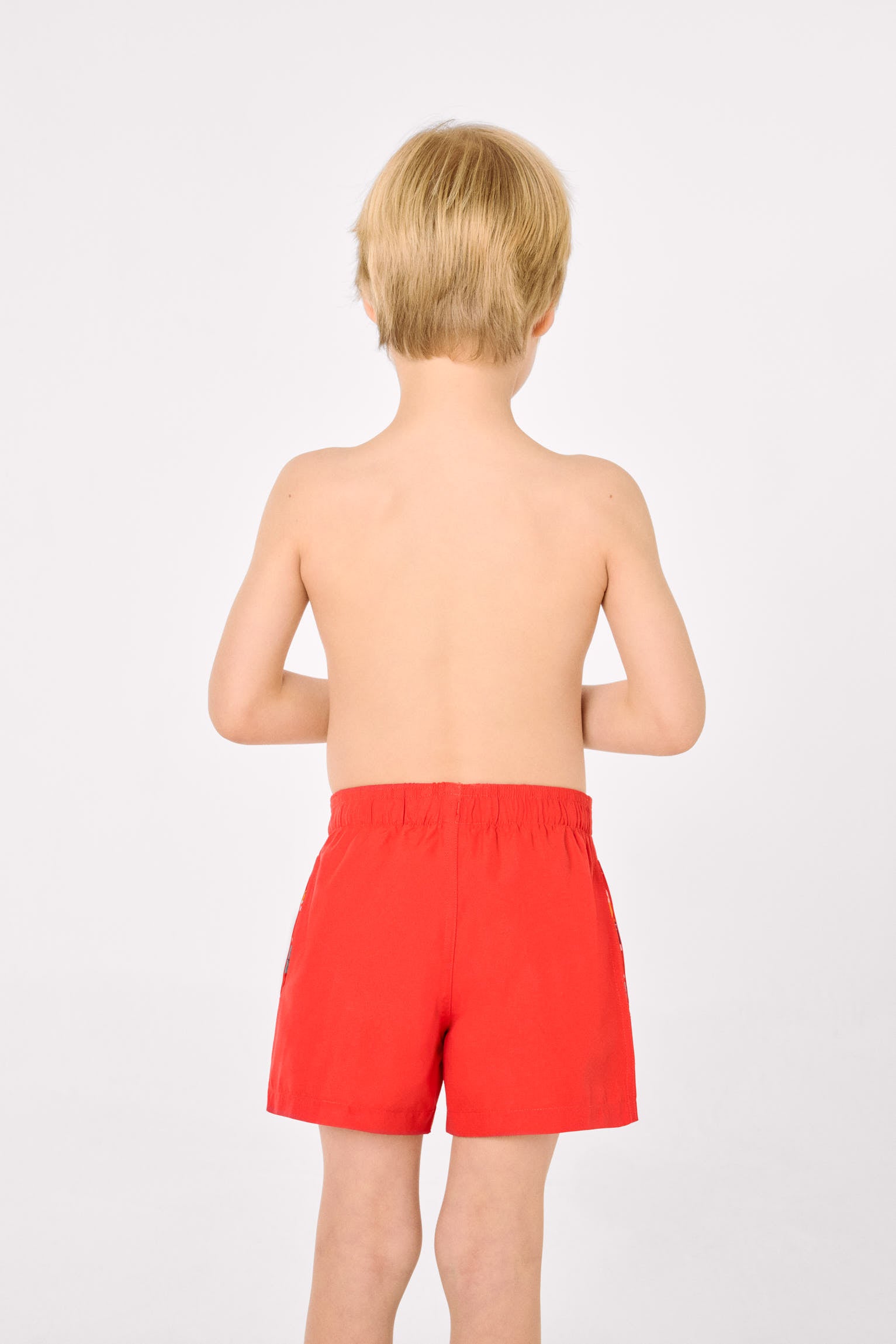 Bañador niño corto forro contraste rojo - Ysabel Mora