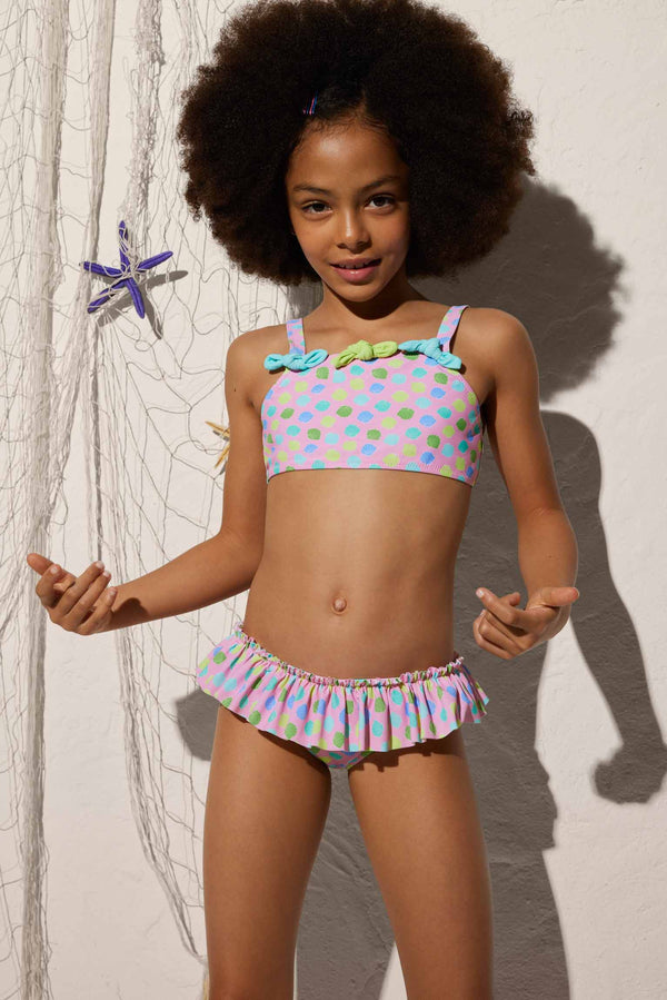 Girl's shell-print briefs with ruffle