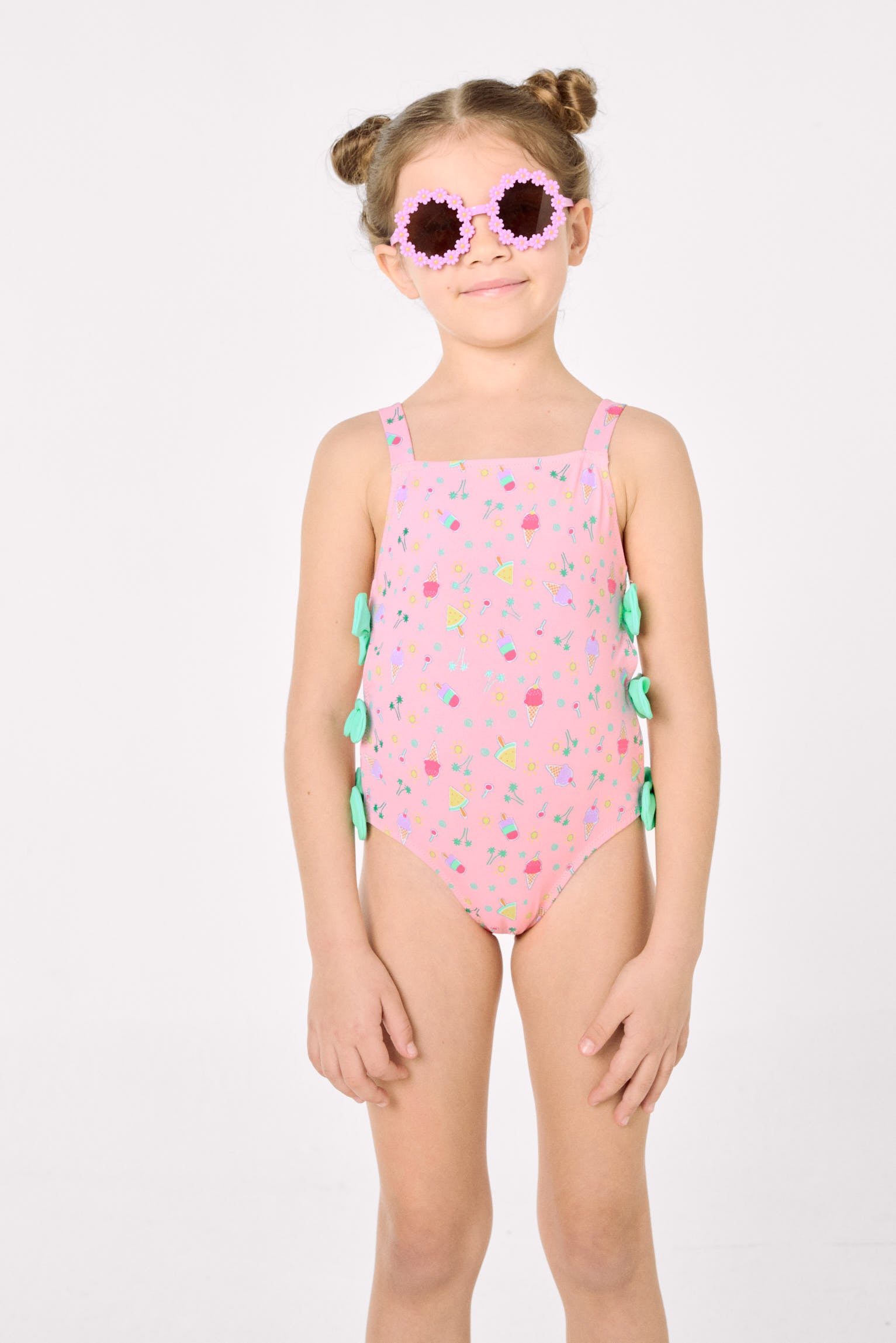 Bañador niña detalle cut-out y lazos estampado veraniego