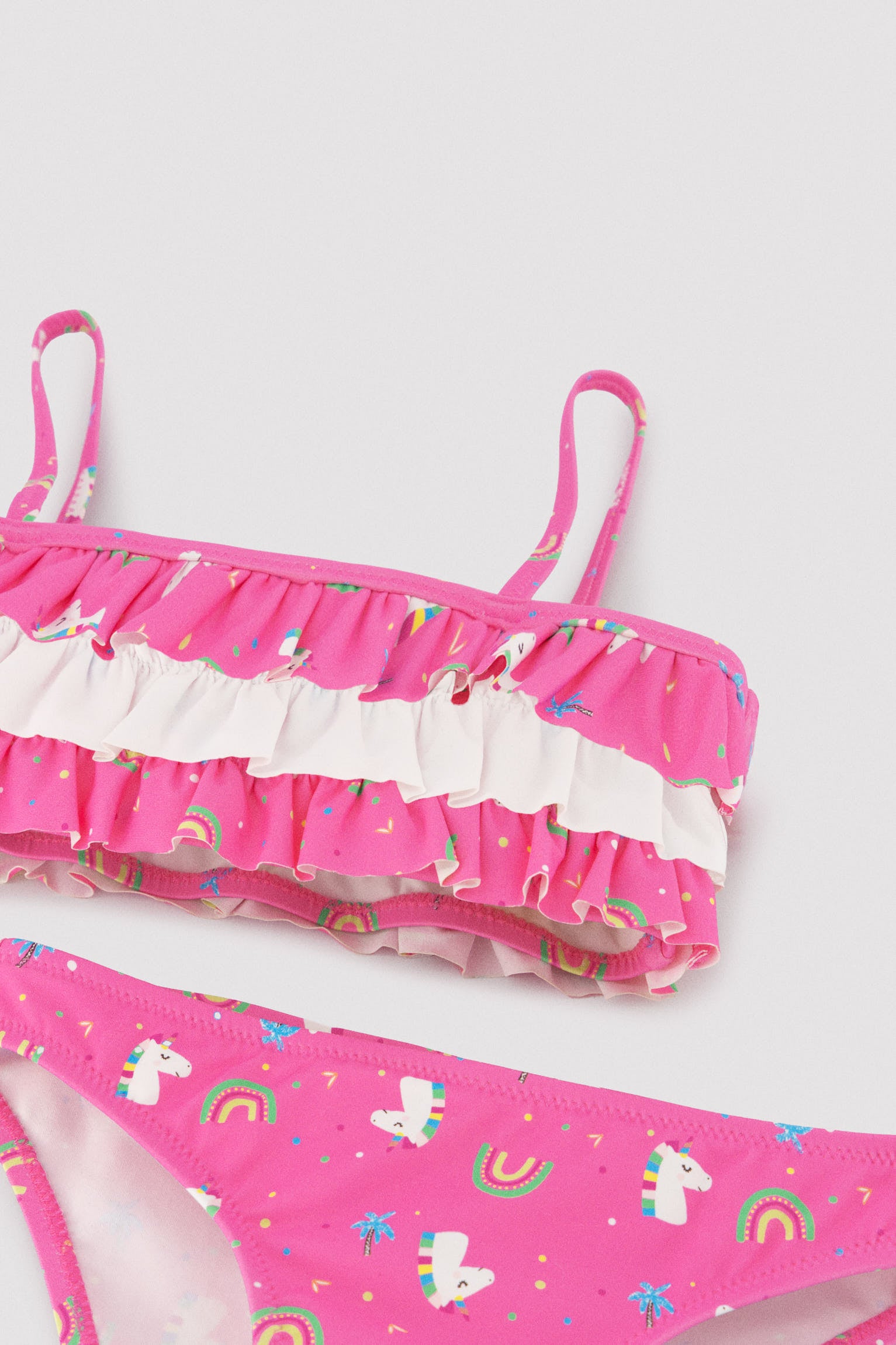 Bikini niña detalle volantes estampado unicornios - Ysabel Mora