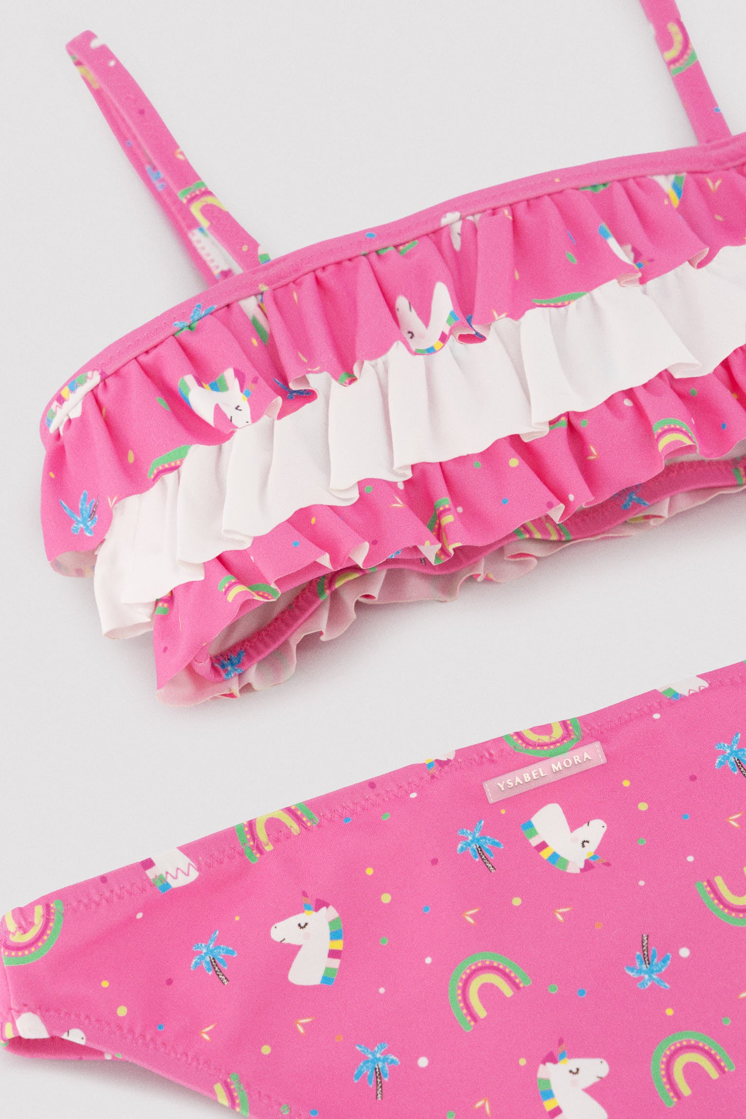 Bikini niña detalle volantes estampado unicornios - Ysabel Mora