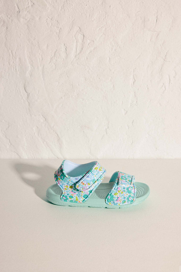 Girl's floral print beach sandals with velcro closure