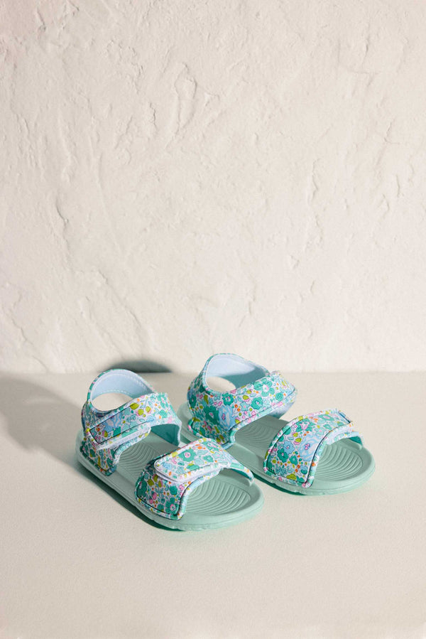 Girl's floral print beach sandals with velcro closure