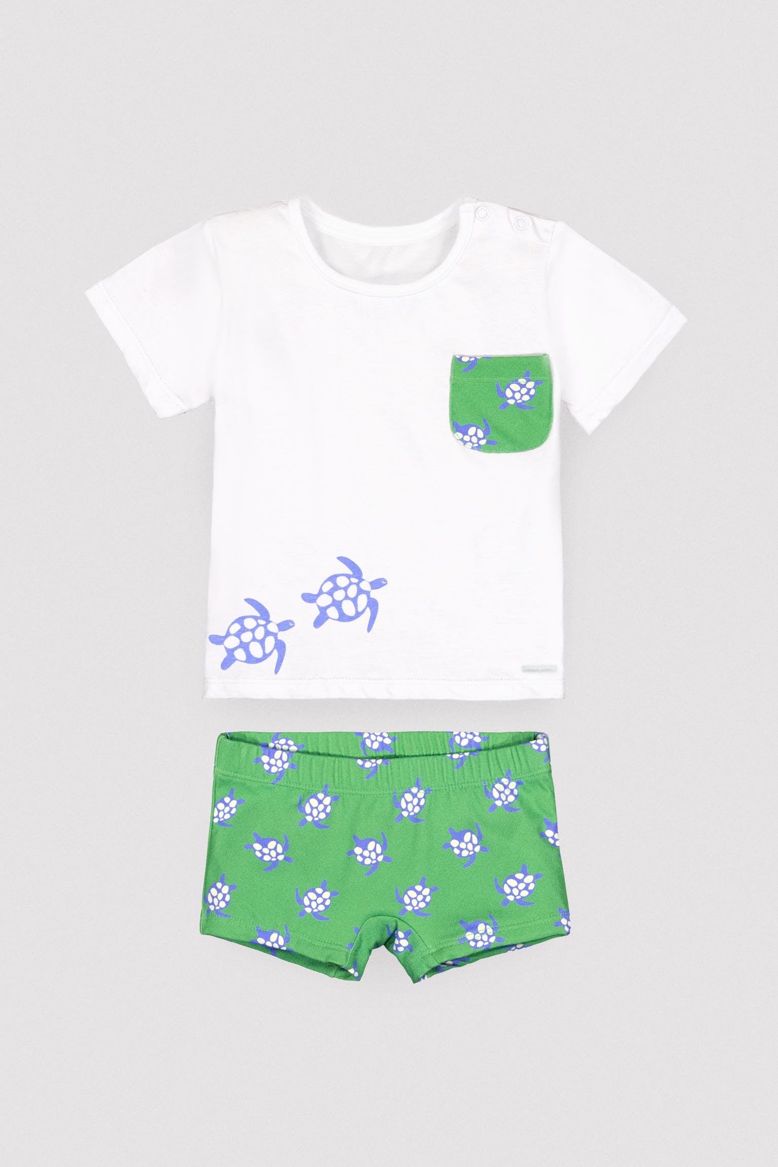 Conjunto camiseta y bañador bóxer bebé estampado tortugas