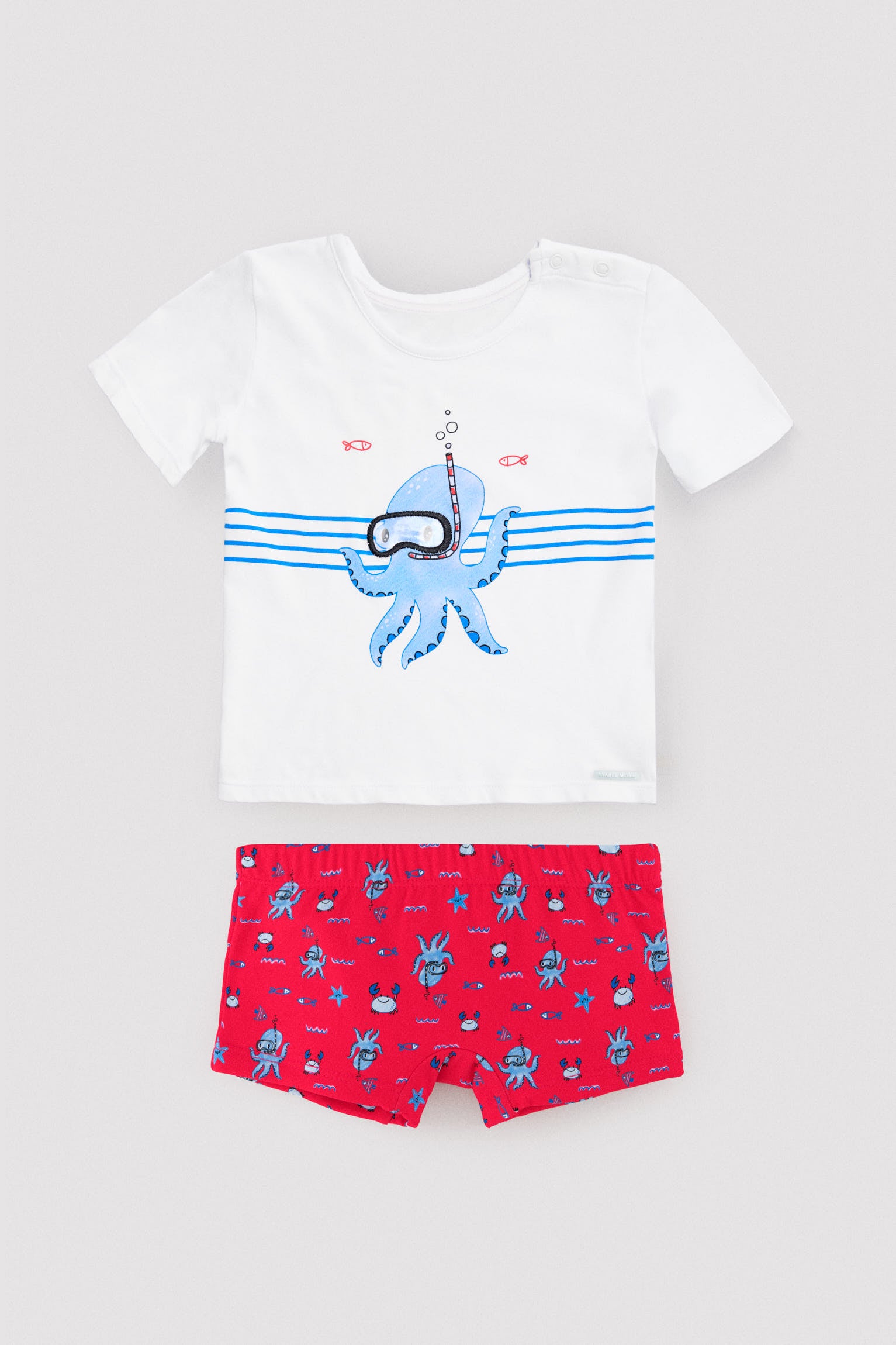 Conjunto camiseta y bañador bóxer bebé estampado pulpos - Ysabel Mora