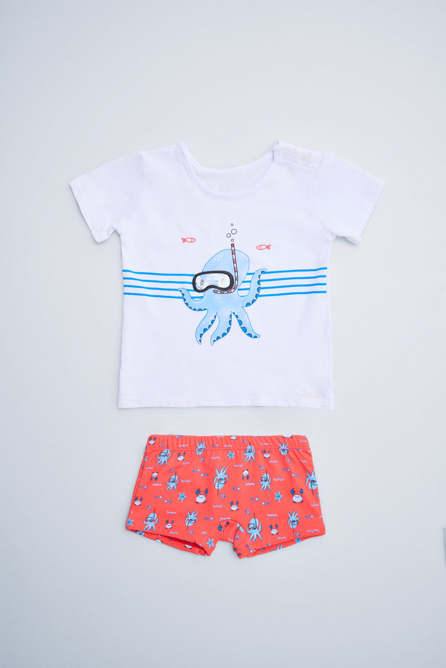 Conjunto camiseta y bañador bóxer bebé estampado pulpos - Ysabel Mora