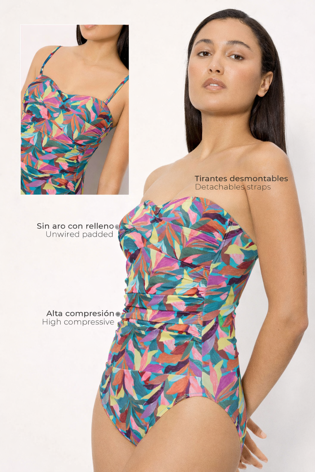 Bañador reductor bandeau alta compresión hojas copa B