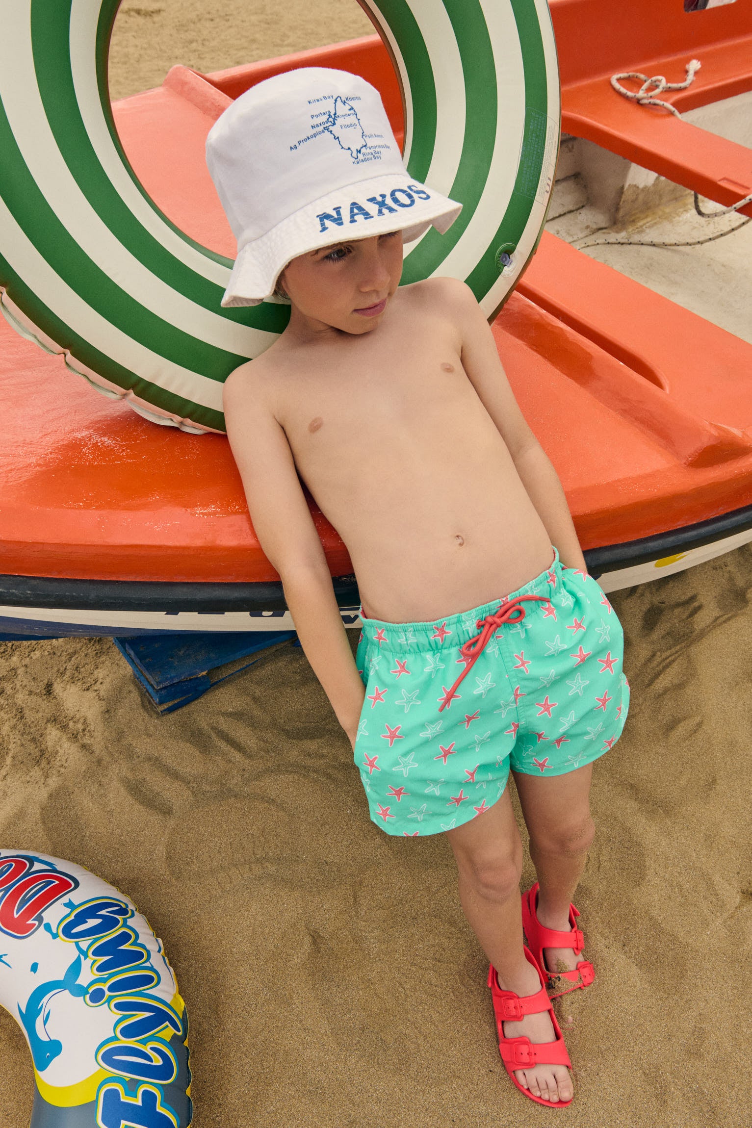 Bañdor niño corto estampado estrellas marinas turquesa - Ysabel Mora