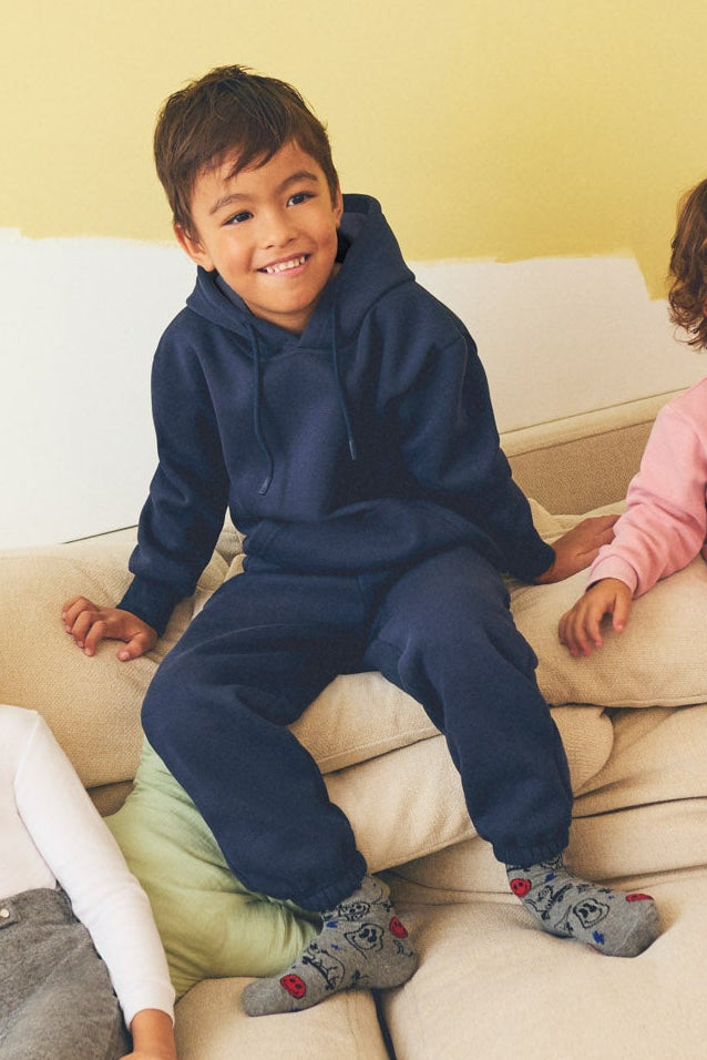 Chándal deportivo de niño afelpado sudadera y jogger ancho marino