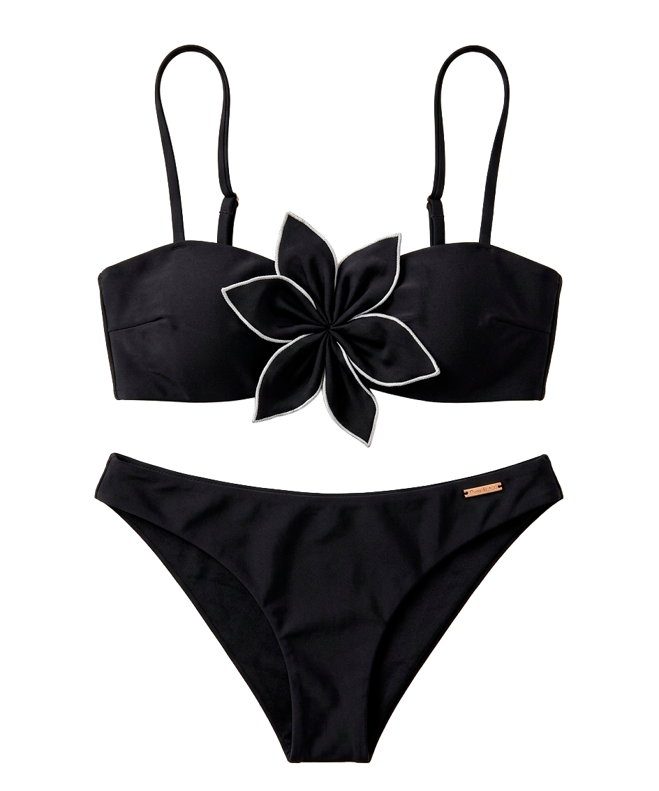Bikini bandeau flor negro @iris_ferrari
