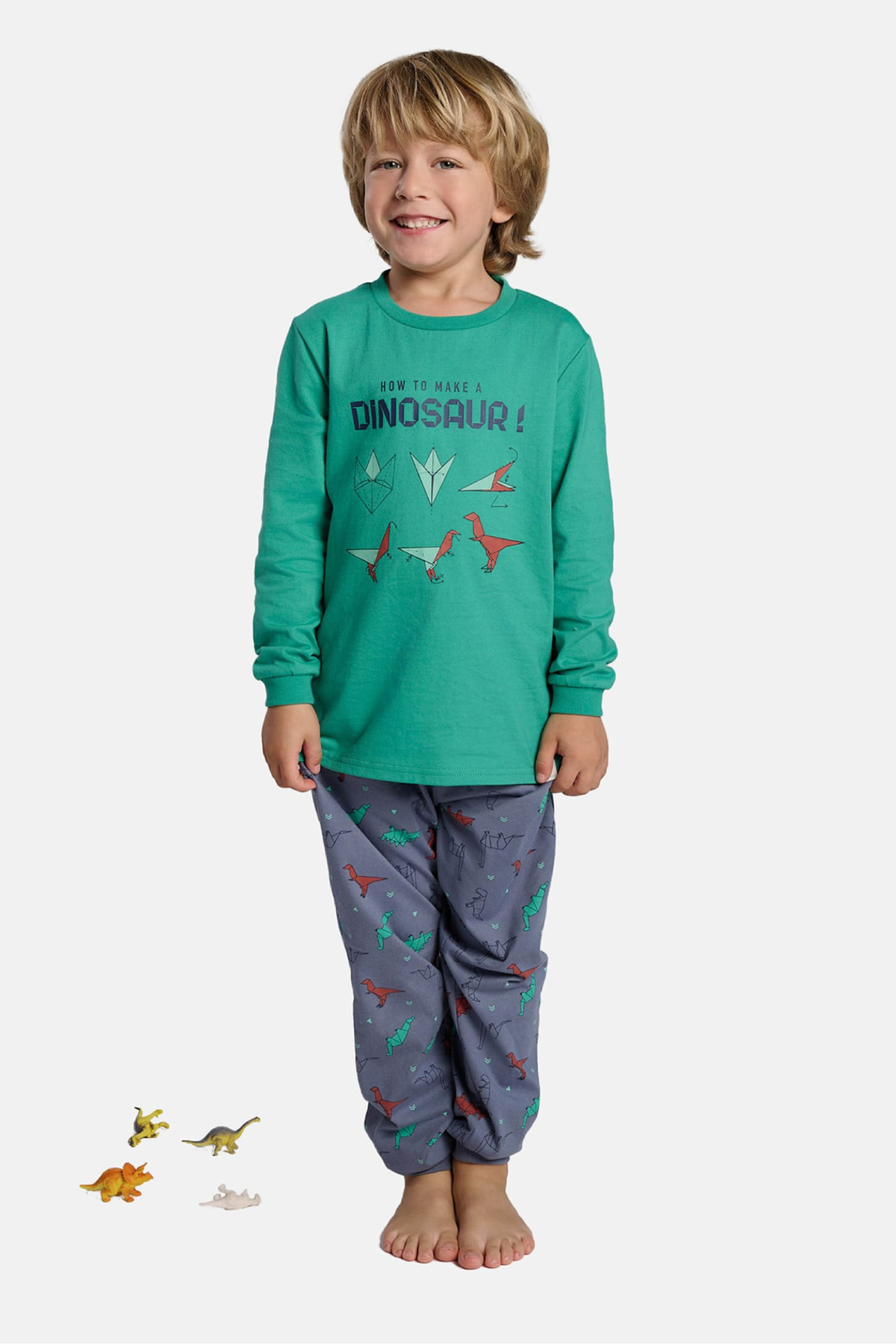 Pijama largo niño algodón How to make a dinosaur estampado dinosaurios