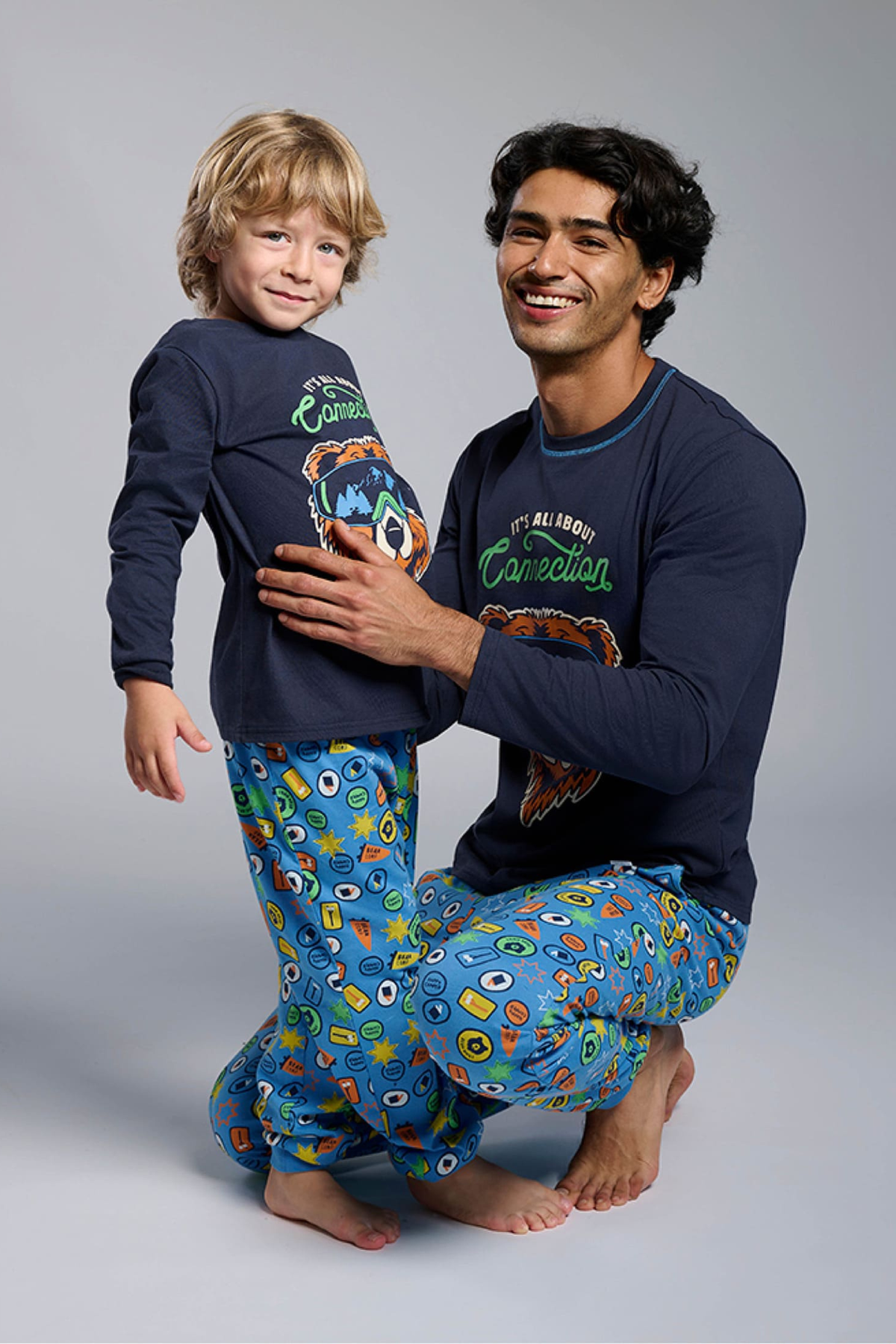 Pijama largo niño algodón It's all about connection estampado oso
