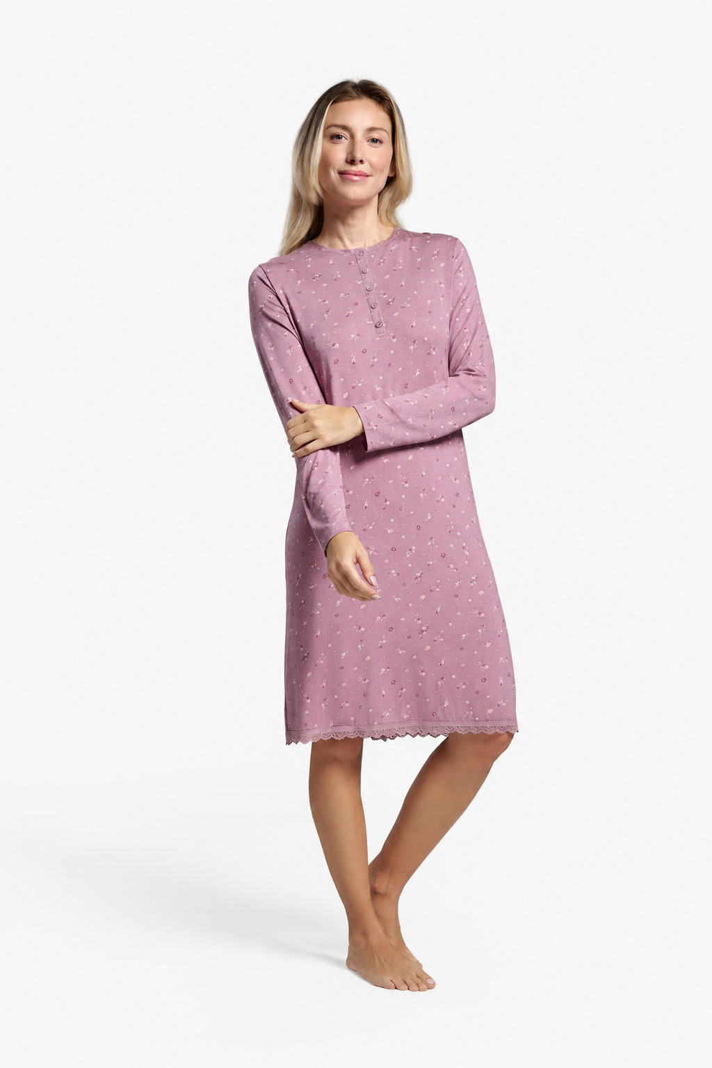 Camisón ligero mujer pequeñas flores rosa