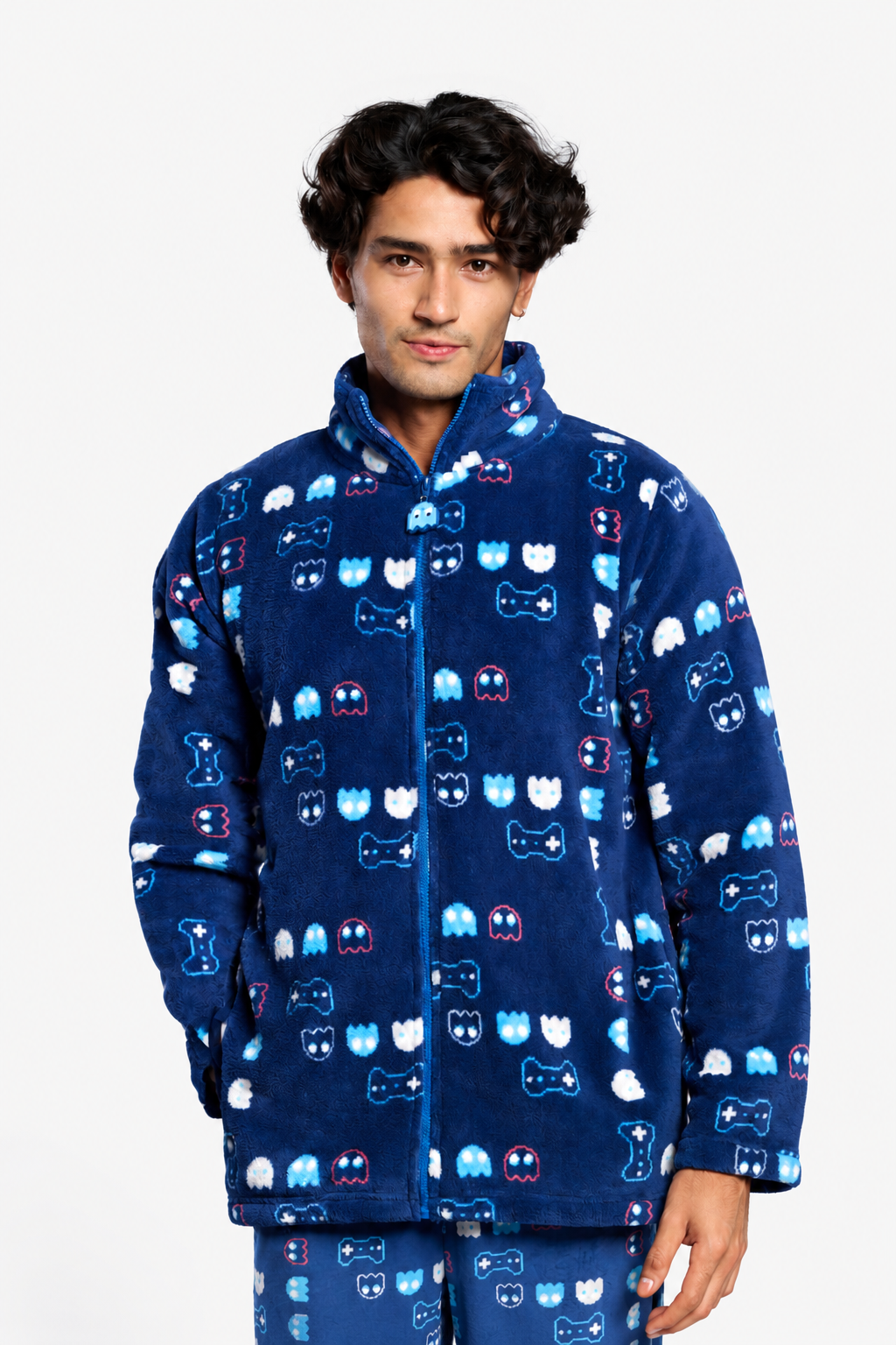 Bata corta polar coralina hombre estampado gamer