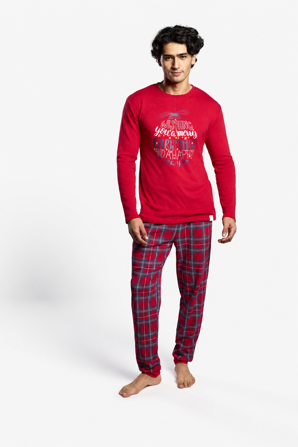 Pijama largo hombre navidad estampado Merry Christmas and a Happy New Year