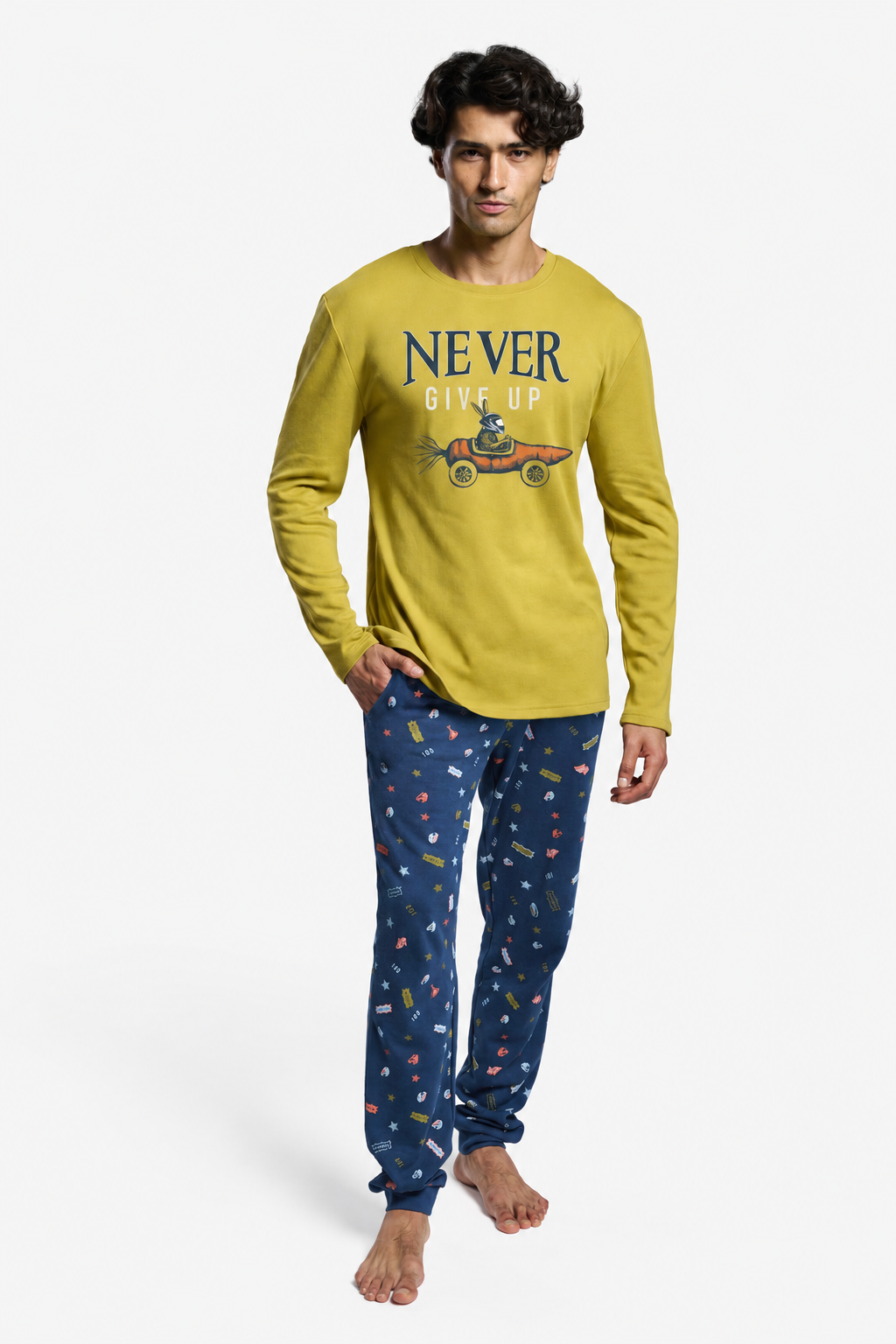 Pijama largo hombre afelpado estampado driver Never Give Up