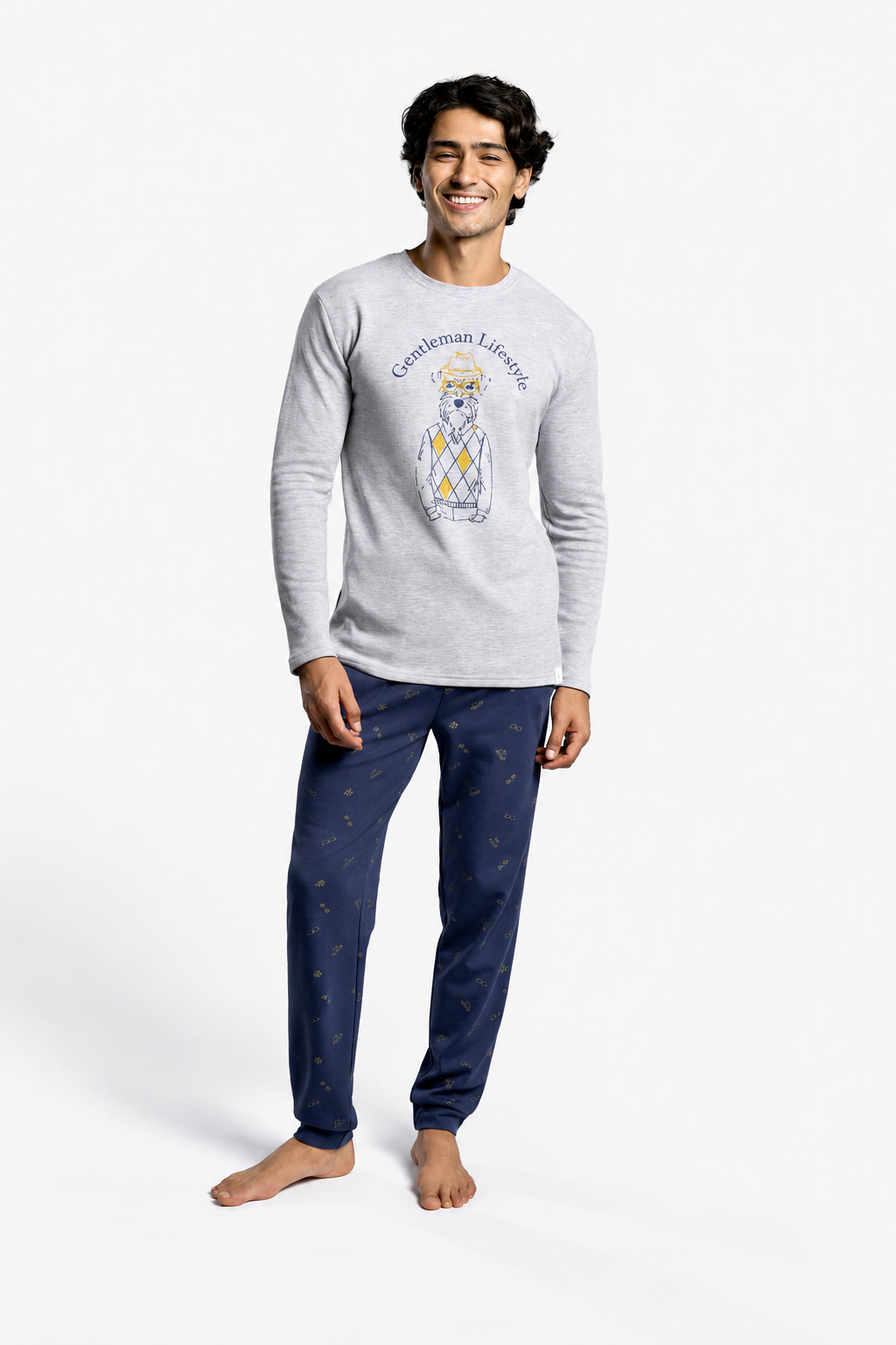 Pijama largo hombre afelpado estampado Gentleman Lifestyle