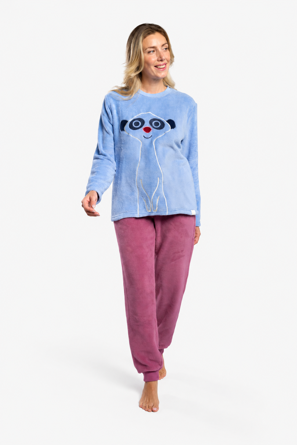 Pijama largo polar coralina mujer suricato