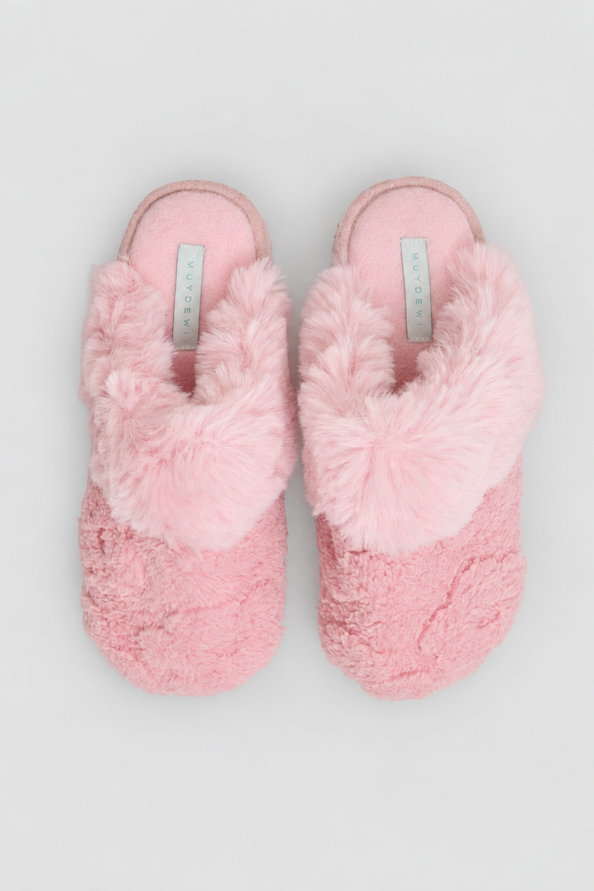 Zapatillas de casa de pelo suave rosa