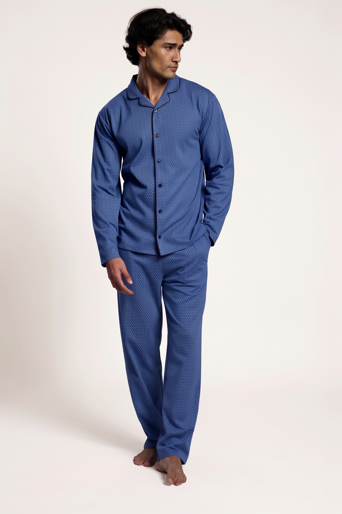 Pijama camisero largo hombre algodón estampado