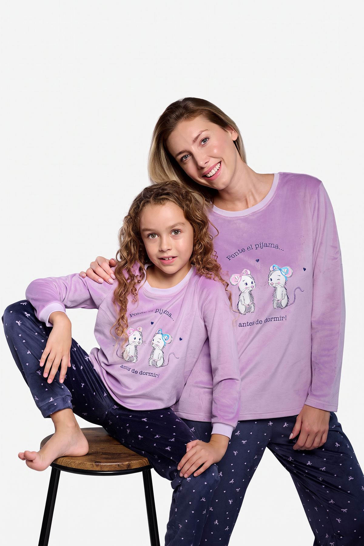 Pijama largo de terciopelo mujer estampado divertido