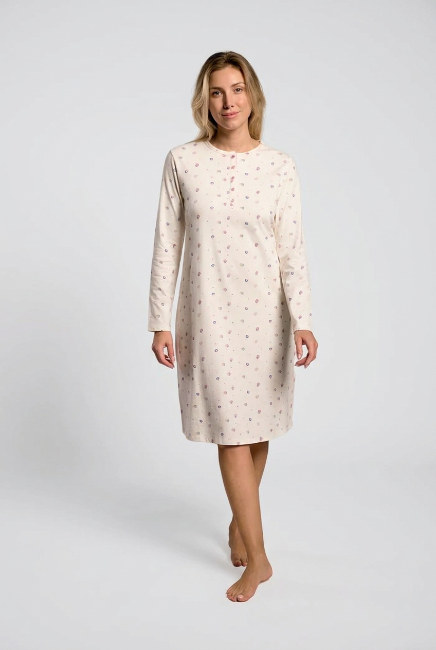 Camisón algodón mujer estampado lunares