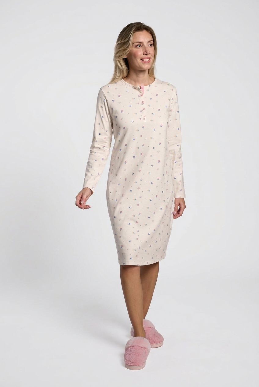 Camisón algodón mujer estampado lunares