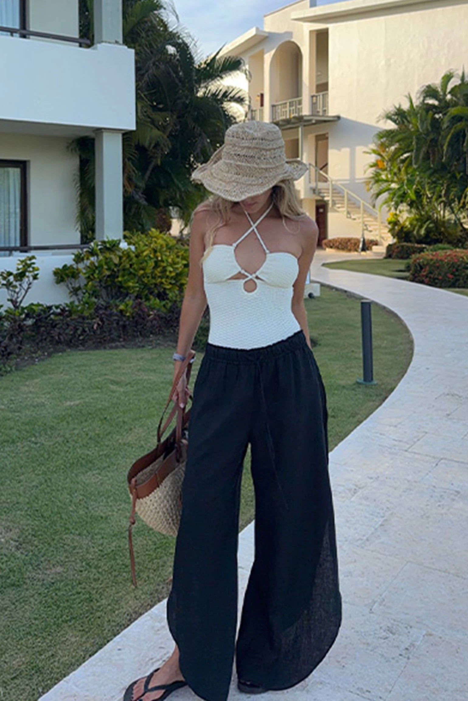 Conjunto playa bañador cruzado marfil @beagonzalez