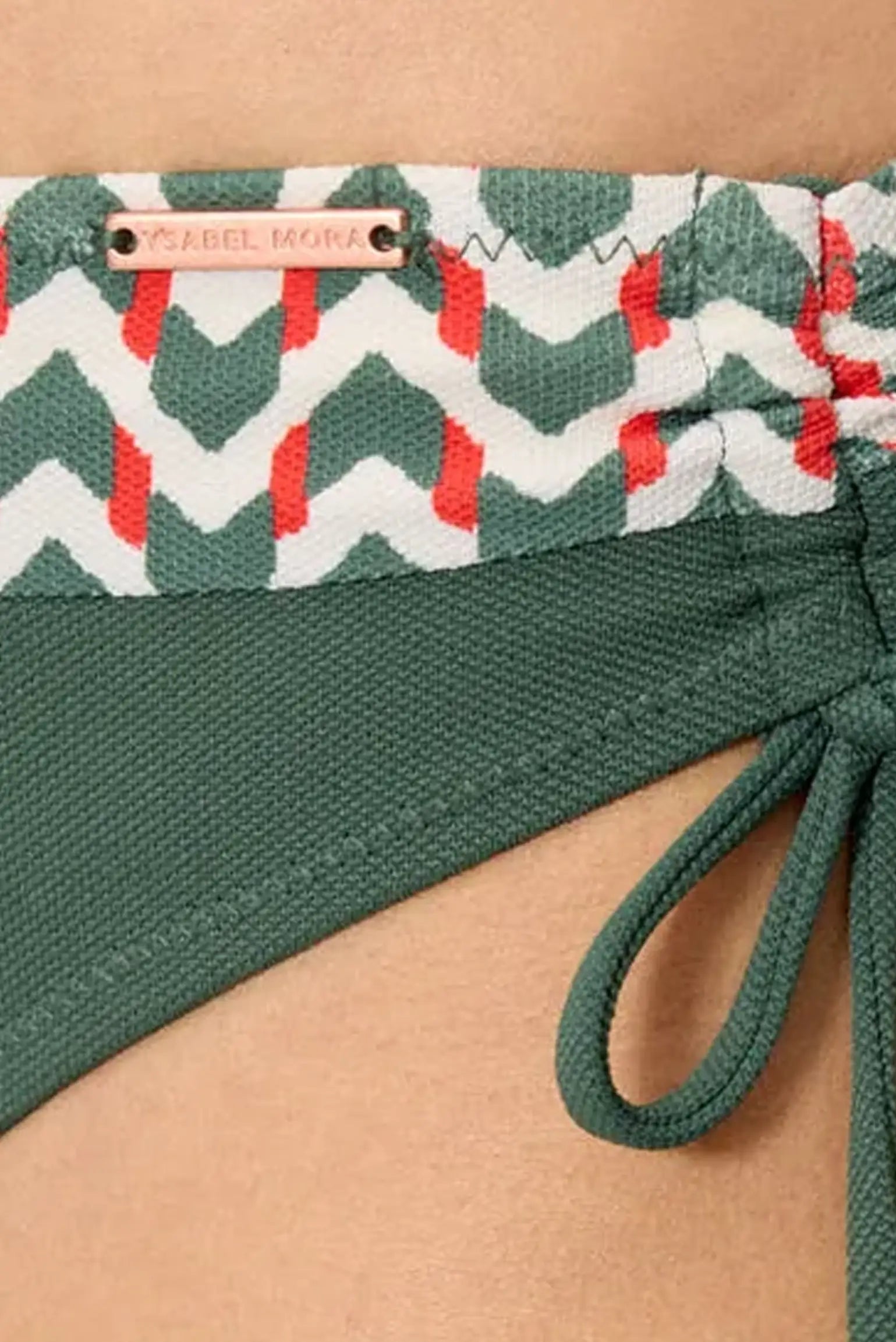 Braga bikini midi micropiqué estampada verde botella