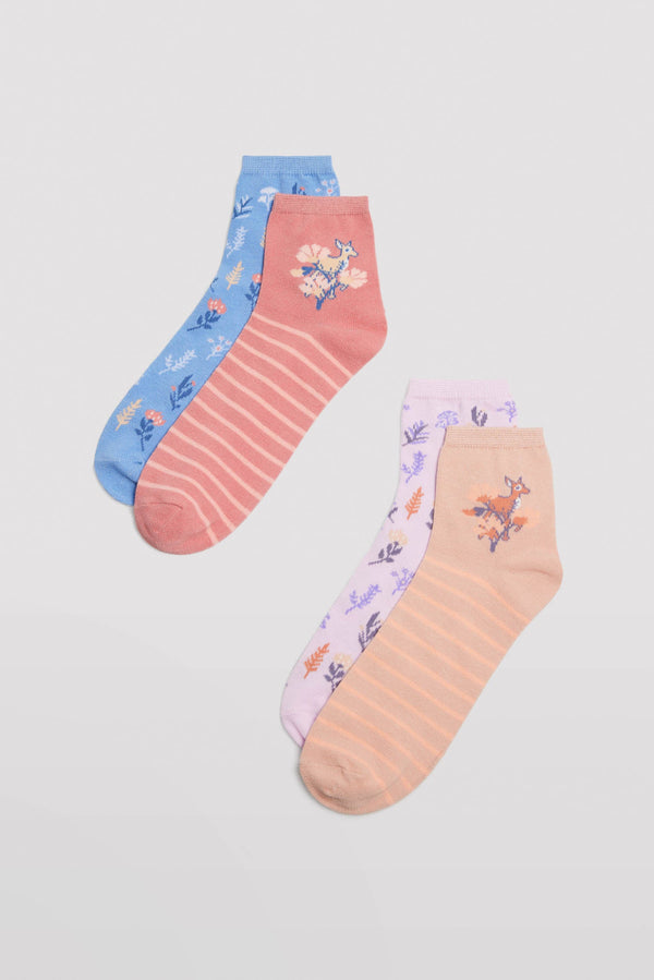Printed cotton socks pack of 4