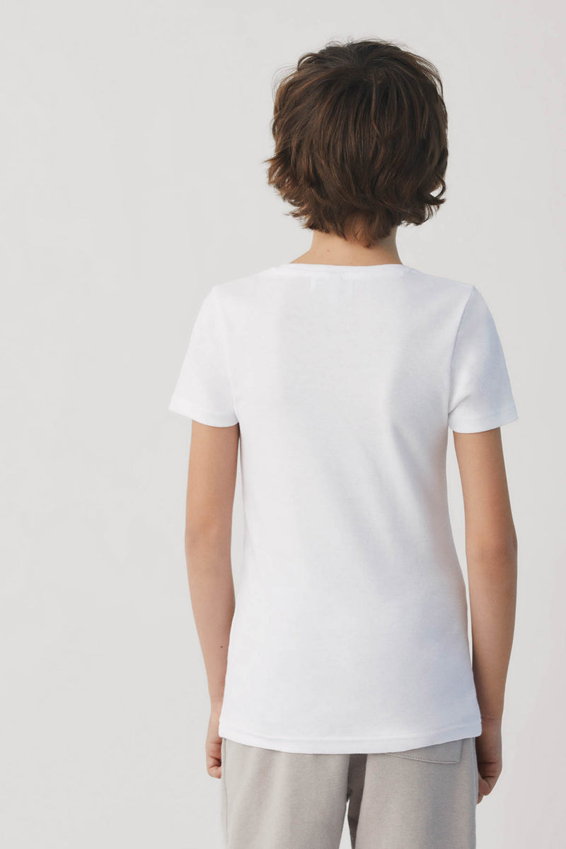 18305 2 camiseta interior infantil manga corta - Blanco