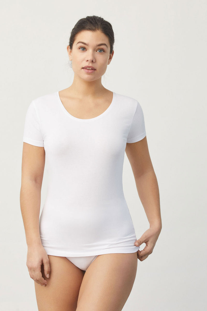 19147 1 camiseta interior manga corta mujer - Blanco