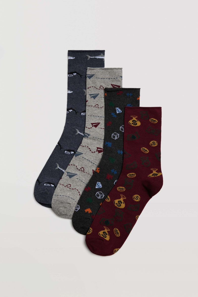 Socks without cuff 4 pack