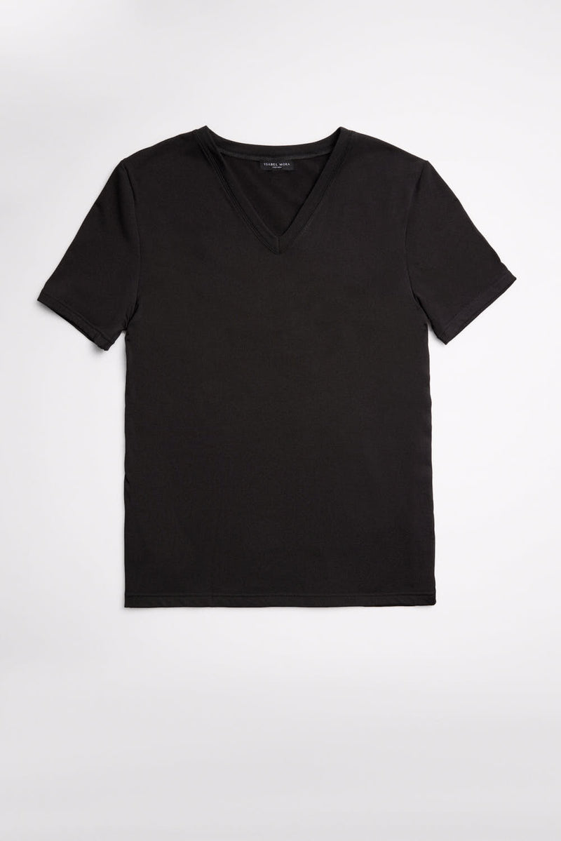 70100 1 camiseta interior termica cuello pico manga corta - Negro
