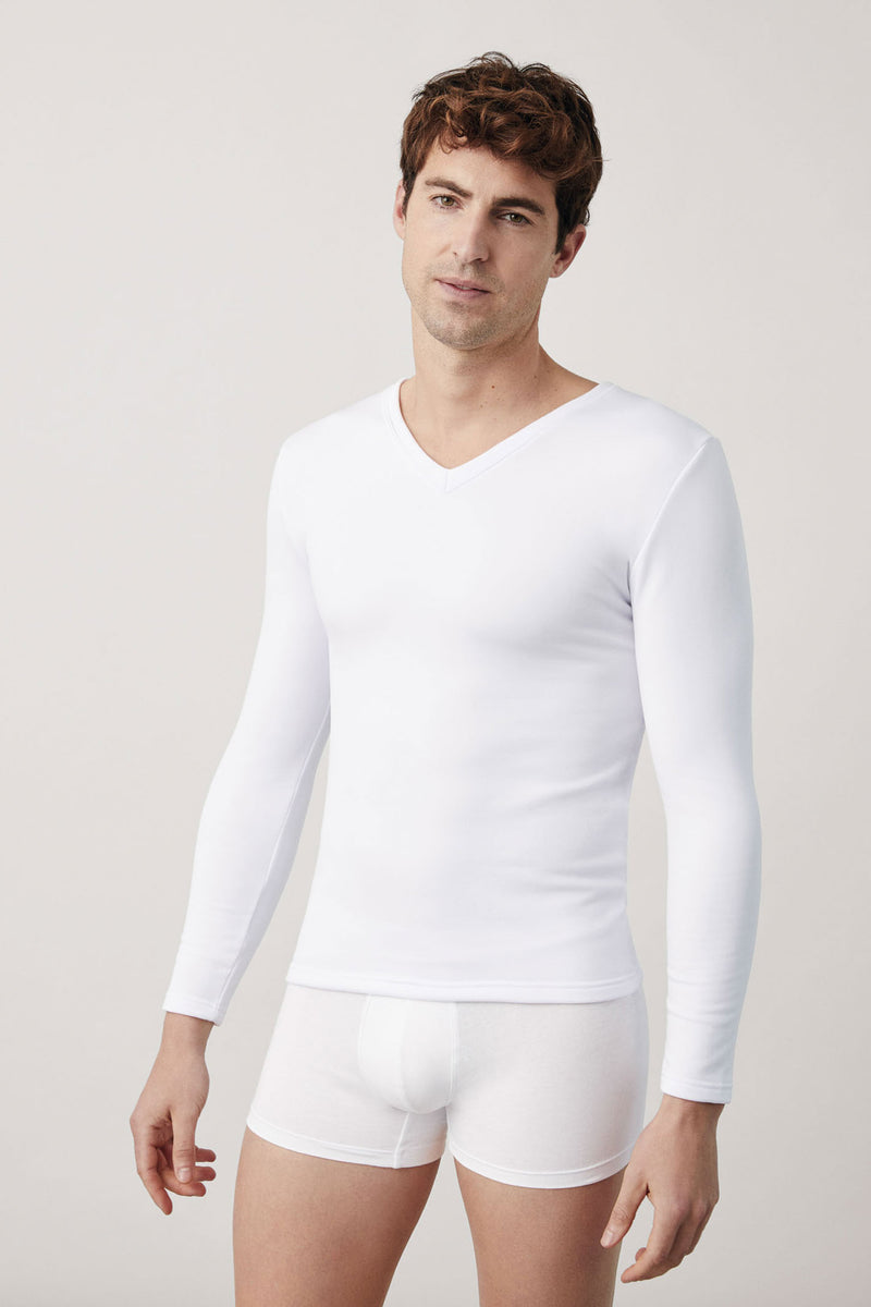 Camiseta interior térmica manga larga algodón de hombre