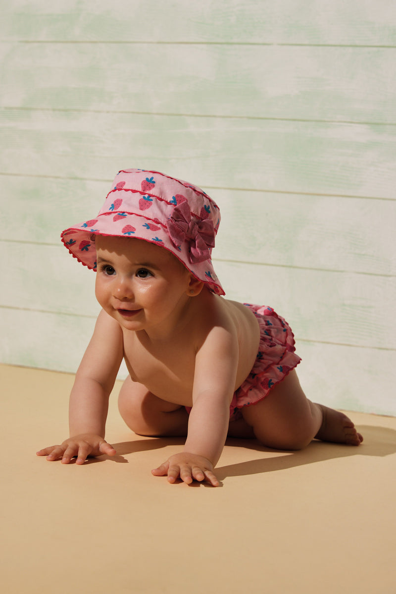 Bañador bebé Niña camiseta rosa estampado frutas